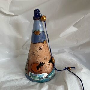 Hand painted Moose / Stars Terra Cotta Whimsical Bell